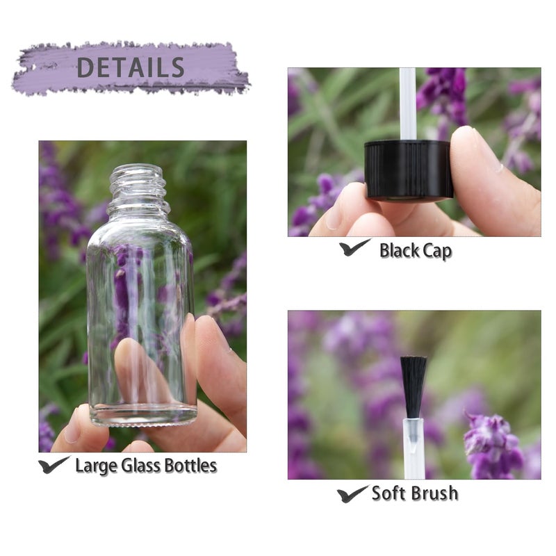 Agidea 6PCS Large Empty Nail Polish Bottles with Brush,Refillable Glass Cuticle Oil Bottles Travel Containers with Funnel & Mixing Balls for DIY Nail Art Cuticle Oils (30ML) - Image 3